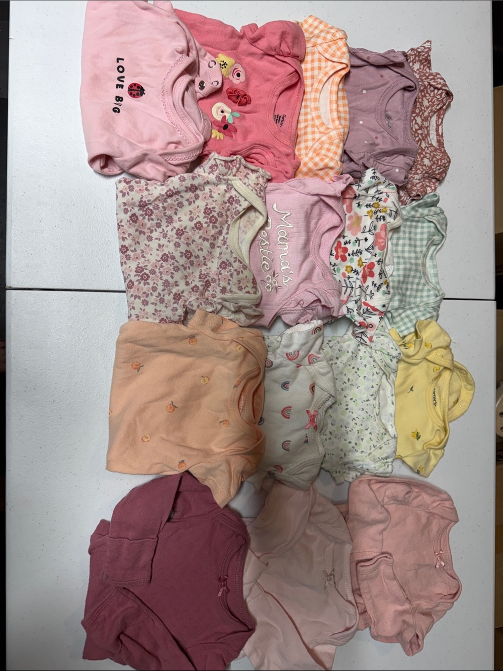 Carter's Baby Girl One-Piece Bodysuit Mix in Pink, Peach, Yellow, Mint, Floral